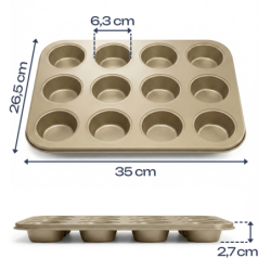Forma do pieczenia babeczek 12 sztuk złota