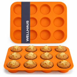Forma do pieczenia babeczek silikonowa 12 sztuk pomarańczowa