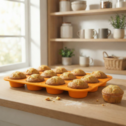 Forma do pieczenia babeczek silikonowa 12 sztuk pomarańczowa