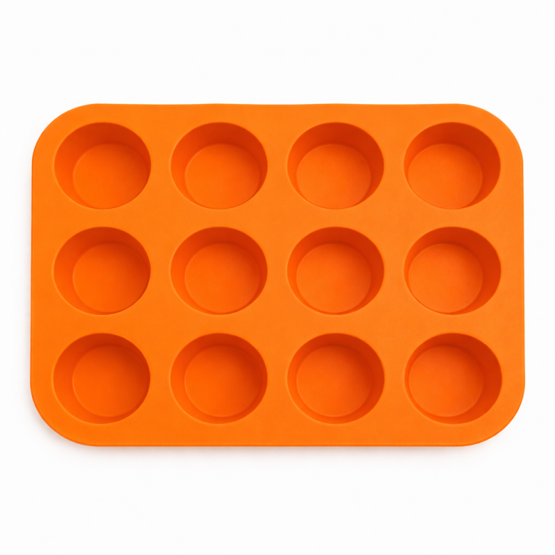 Forma do pieczenia babeczek silikonowa 12 sztuk pomarańczowa