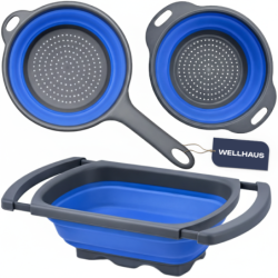 Zestaw 3 misek kuchennych rozkładanych niebieskich NELIPS