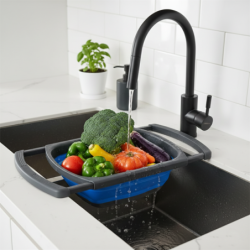 Zestaw 3 misek kuchennych rozkładanych niebieskich NELIPS