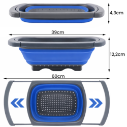 Zestaw 3 misek kuchennych rozkładanych niebieskich NELIPS