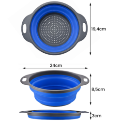 Zestaw 3 misek kuchennych rozkładanych niebieskich NELIPS