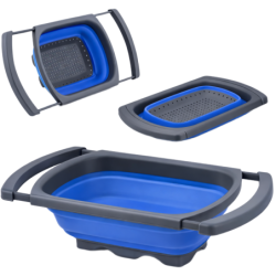 Zestaw 3 misek kuchennych rozkładanych niebieskich NELIPS