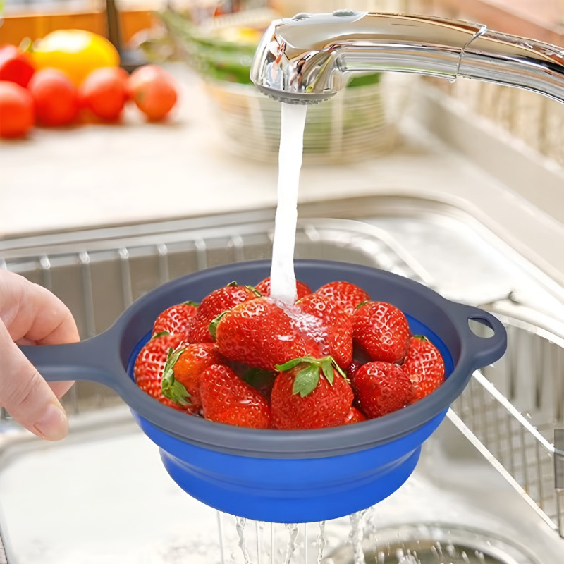 Zestaw 3 misek kuchennych rozkładanych niebieskich NELIPS