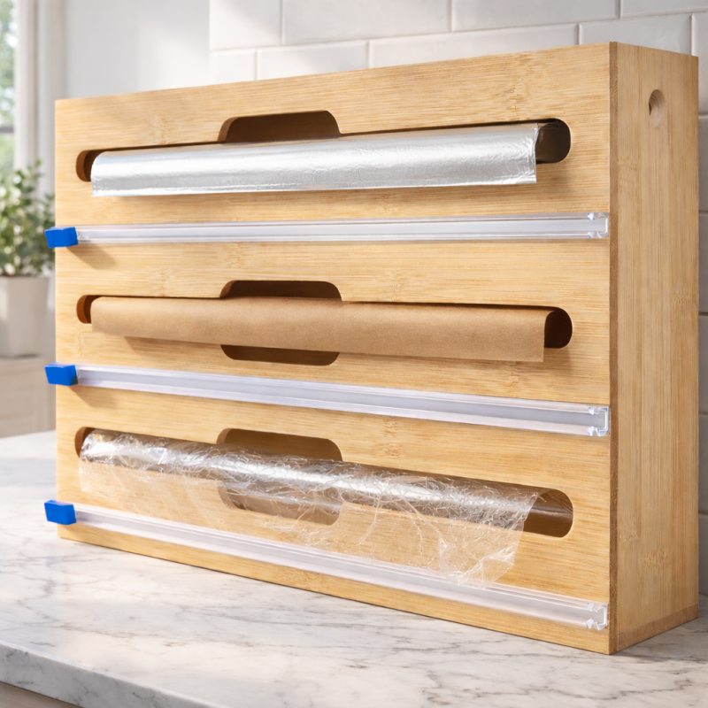 Bambusowy pojemnik na folie aluminiową WELLHAUS