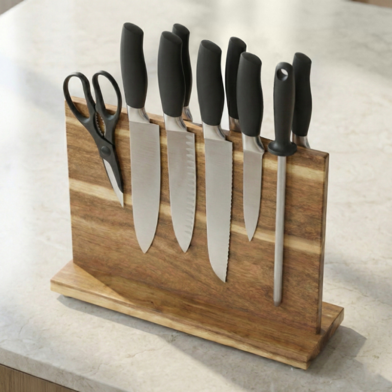 Stojak na noże akacjowy, magnetyczny RE2506- 13J WELLHAUS