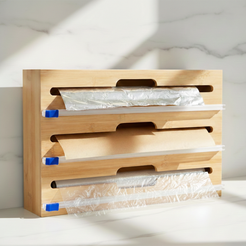 Bambusowy pojemnik na folie aluminiową WELLHAUS