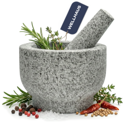 Moździerz z tłuczkiem 14x10 cm granitowy szary WELLHAUS