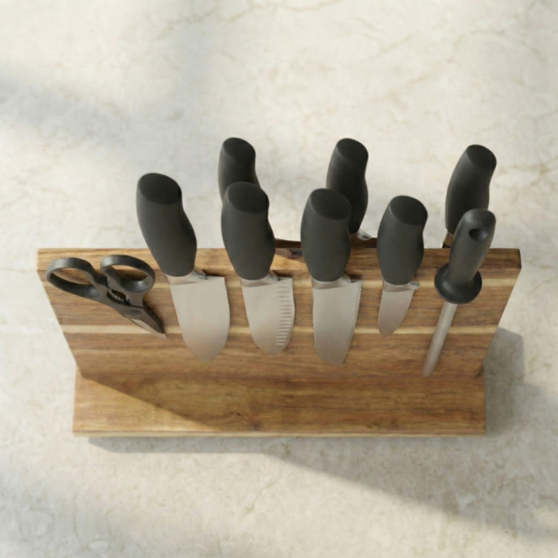 Stojak na noże akacjowy, magnetyczny RE2506- 13J WELLHAUS