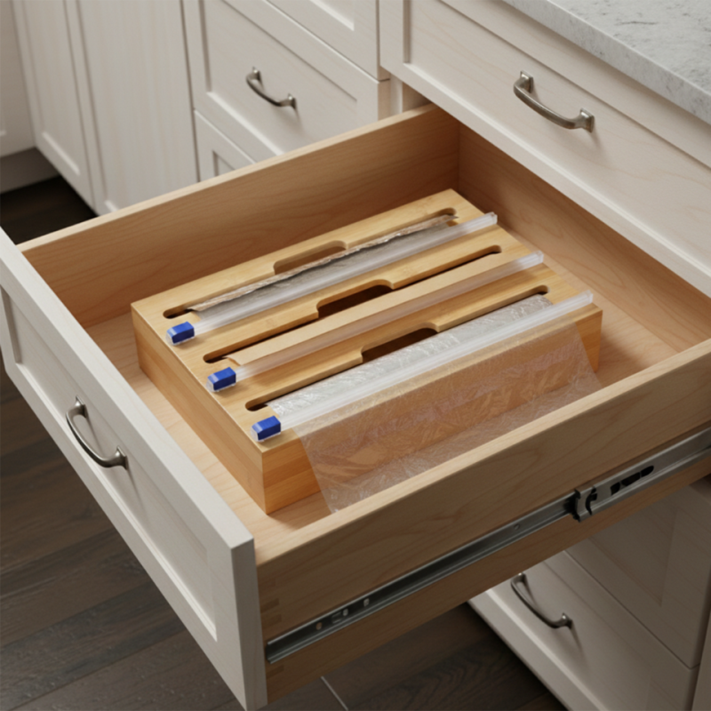 Bambusowy pojemnik na folie aluminiową WELLHAUS