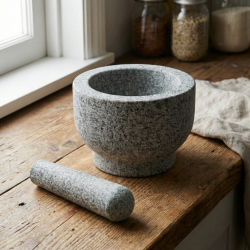 Moździerz z tłuczkiem 14x10 cm granitowy szary WELLHAUS