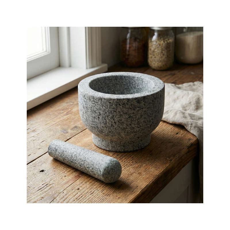 Moździerz z tłuczkiem 14x10 cm granitowy szary WELLHAUS