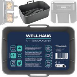 Wkład silikonowy do airfryer WELLHAUS 20 cm x 12,5 cm prostokątny szary