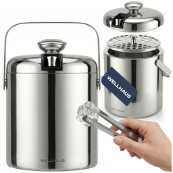 Wiaderko do lodu ze szczypcami  1,3L  stal nierdzewna WELLHAUS