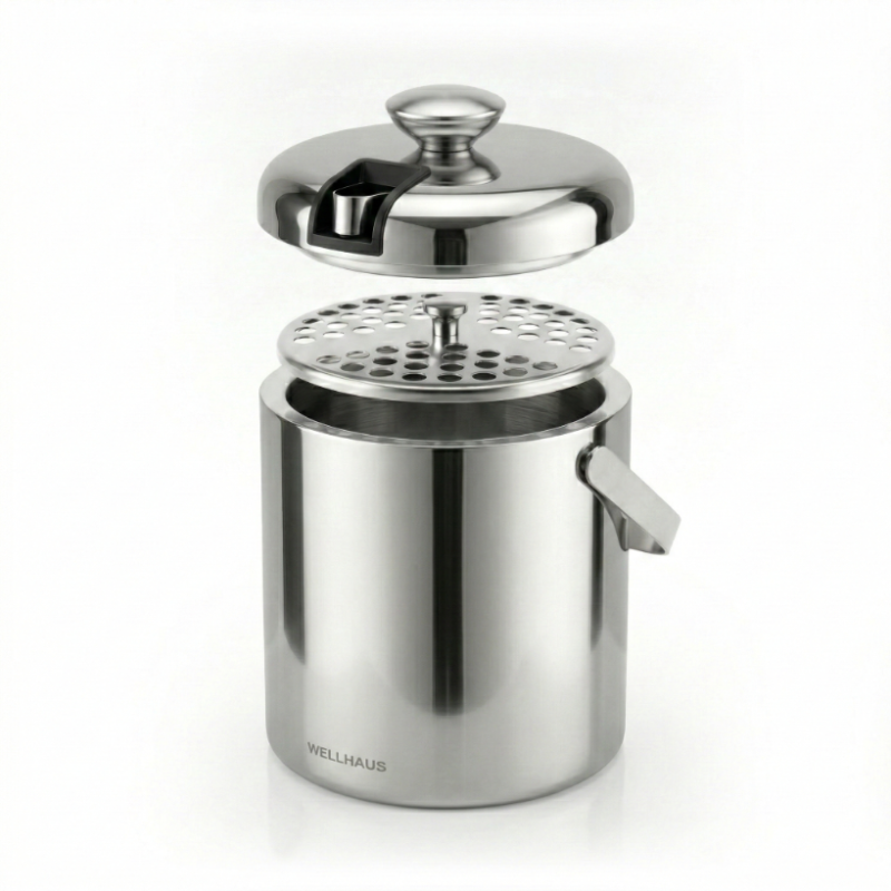 Wiaderko do lodu ze szczypcami  1,3L  stal nierdzewna WELLHAUS