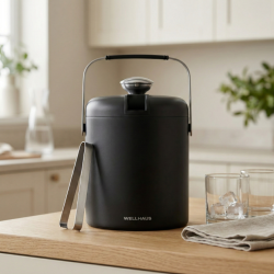 Wiaderko do lodu ze szczypcami 1,3l czarne WELLHAUS