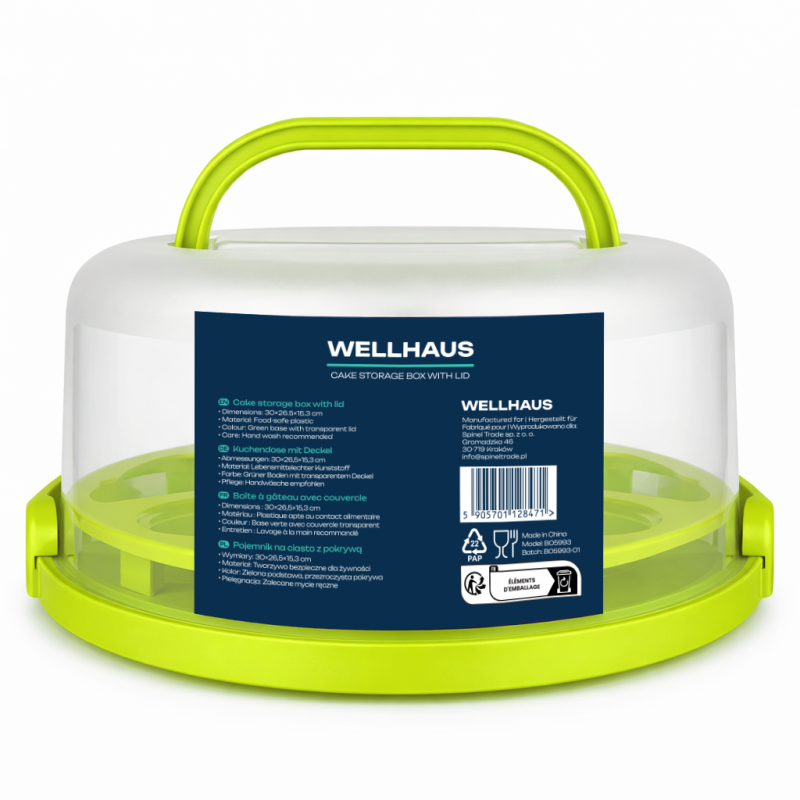 Pojemnik na ciasto QZ2025 zielony 30x26,5x15,3 cm WELLHAUS