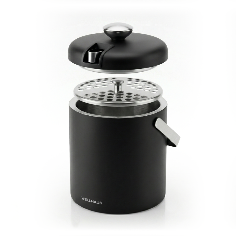 Wiaderko do lodu ze szczypcami 1,3l czarne WELLHAUS