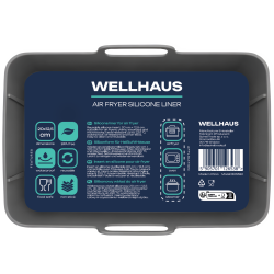 Wkład silikonowy do airfryer WELLHAUS 20 cm x 12,5 cm prostokątny szary
