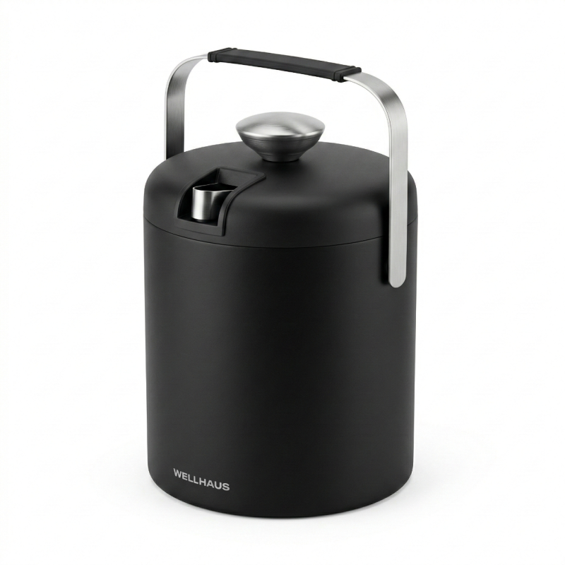 Wiaderko do lodu ze szczypcami 1,3l czarne WELLHAUS