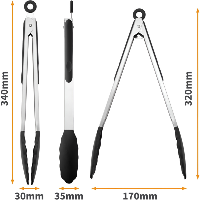 Szczypce kuchenne czarne WELLHAUS