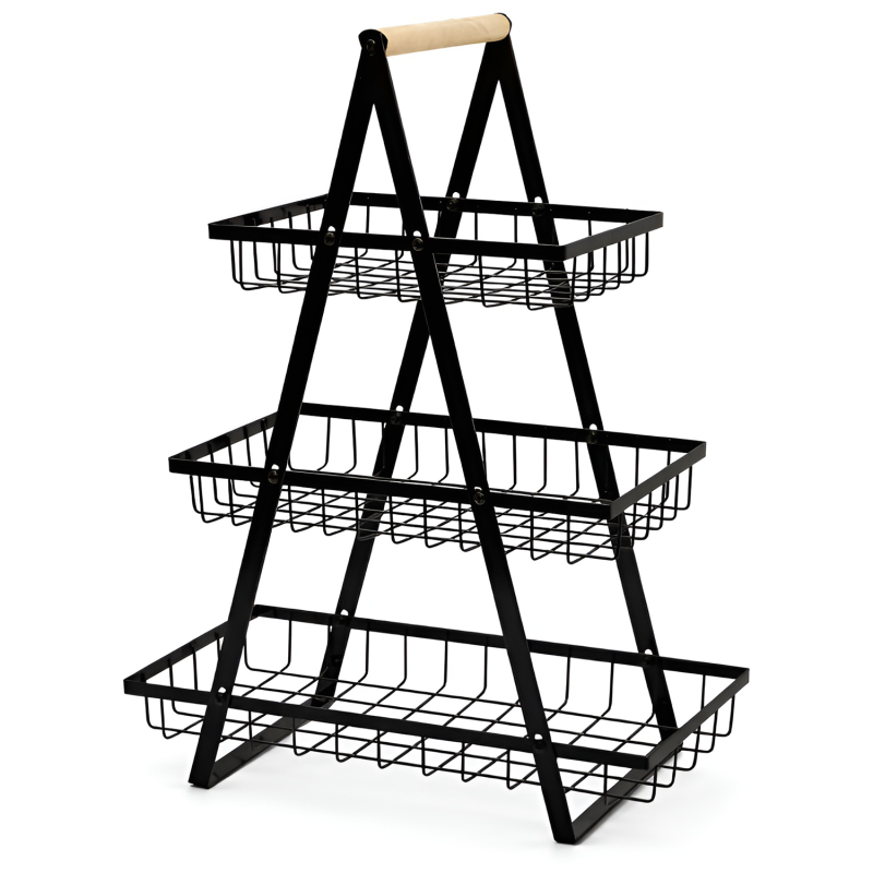 Koszyk 3-poziomowy na warzywa/owoce czarny WELLHAUS