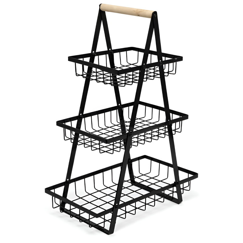 Koszyk 3-poziomowy na warzywa/owoce czarny WELLHAUS