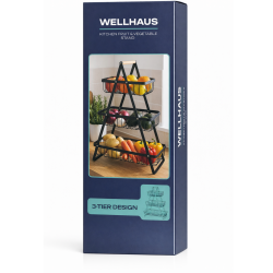 Koszyk 3-poziomowy na warzywa/owoce czarny WELLHAUS