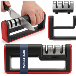 Ostrzałka do noży z 3 otworami czarna WELLHAUS