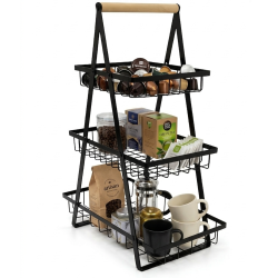 Koszyk 3-poziomowy na warzywa/owoce czarny WELLHAUS