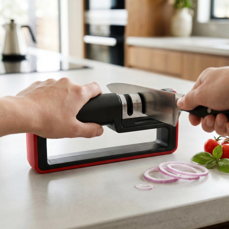 Ostrzałka do noży z 3 otworami czarna WELLHAUS