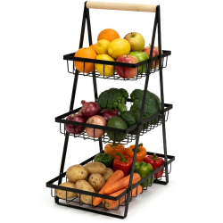 Koszyk 3-poziomowy na warzywa/owoce czarny WELLHAUS