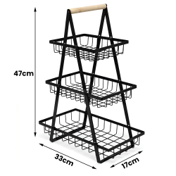 Koszyk 3-poziomowy na warzywa/owoce czarny WELLHAUS