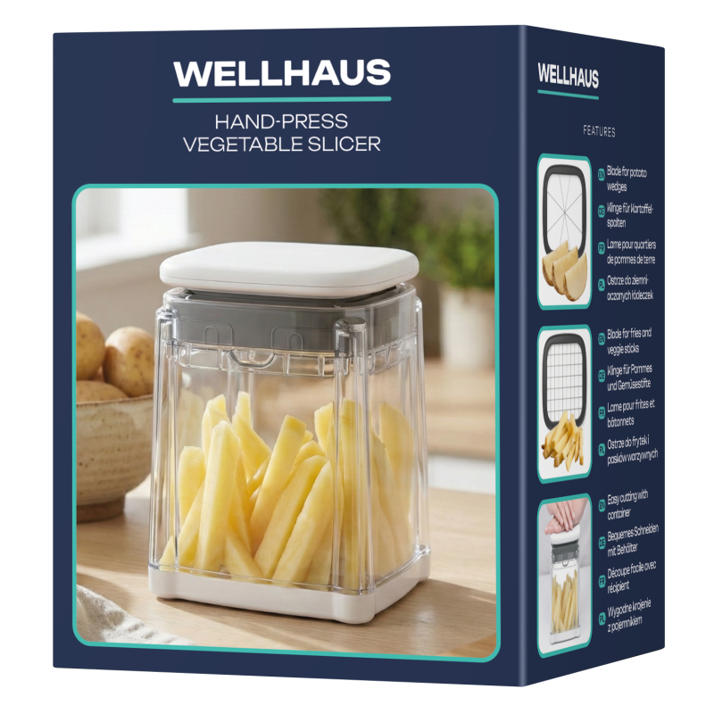 Pojemnik do krojenia frytek/warzyw z 2 ostrzami  B861-01 WELLHAUS