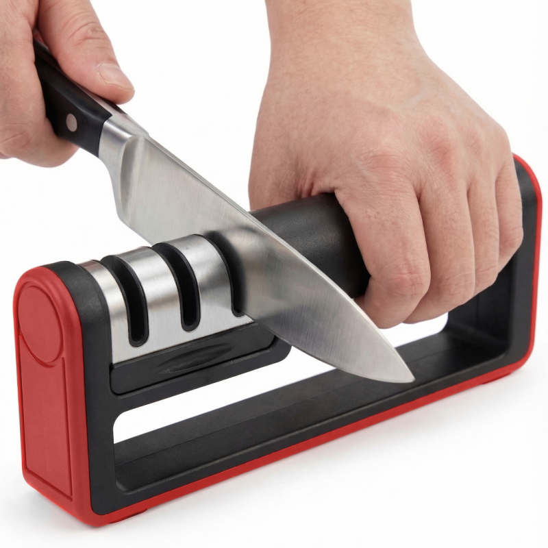 Ostrzałka do noży z 3 otworami czarna WELLHAUS