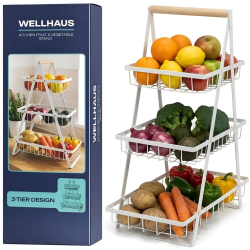 Koszyk 3-poziomowy na warzywa/owoce biały WELLHAUS