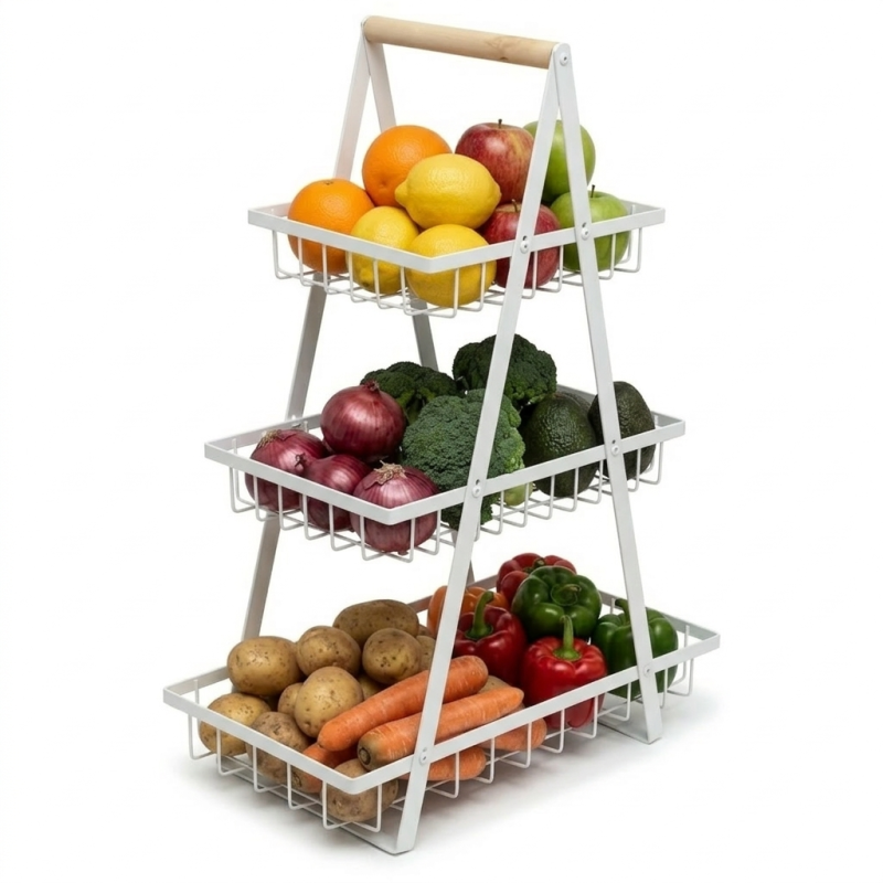 Koszyk 3-poziomowy na warzywa/owoce biały WELLHAUS