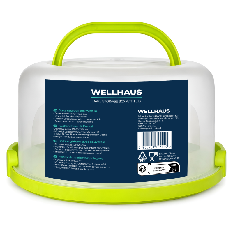 Pojemnik na ciasto QZ2018 zielony 25x21x12,5 cm WELLHAUS