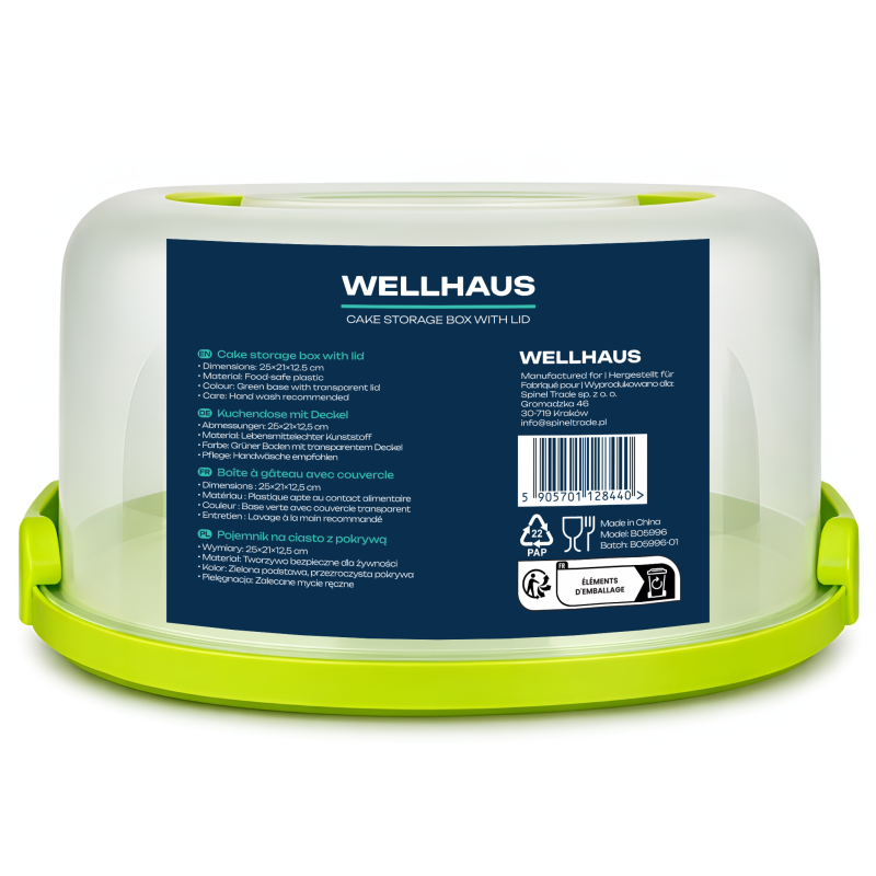 Pojemnik na ciasto QZ2018 zielony 25x21x12,5 cm WELLHAUS