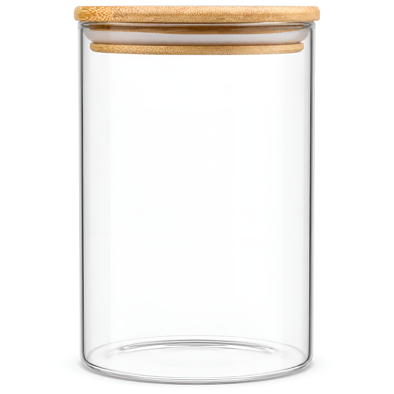 Pojemnik do przechowywania żywności szklany z drewnianą pokrywką 1000ml WELLHAUS