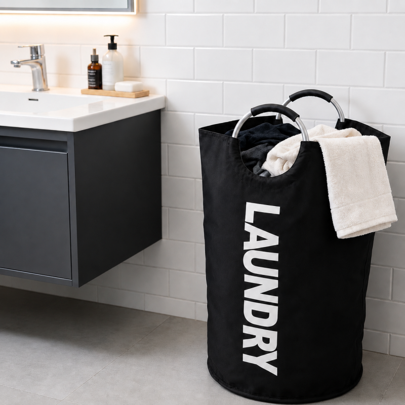 Torba na pranie z nadrukiem czarna 80L WELLHAUS